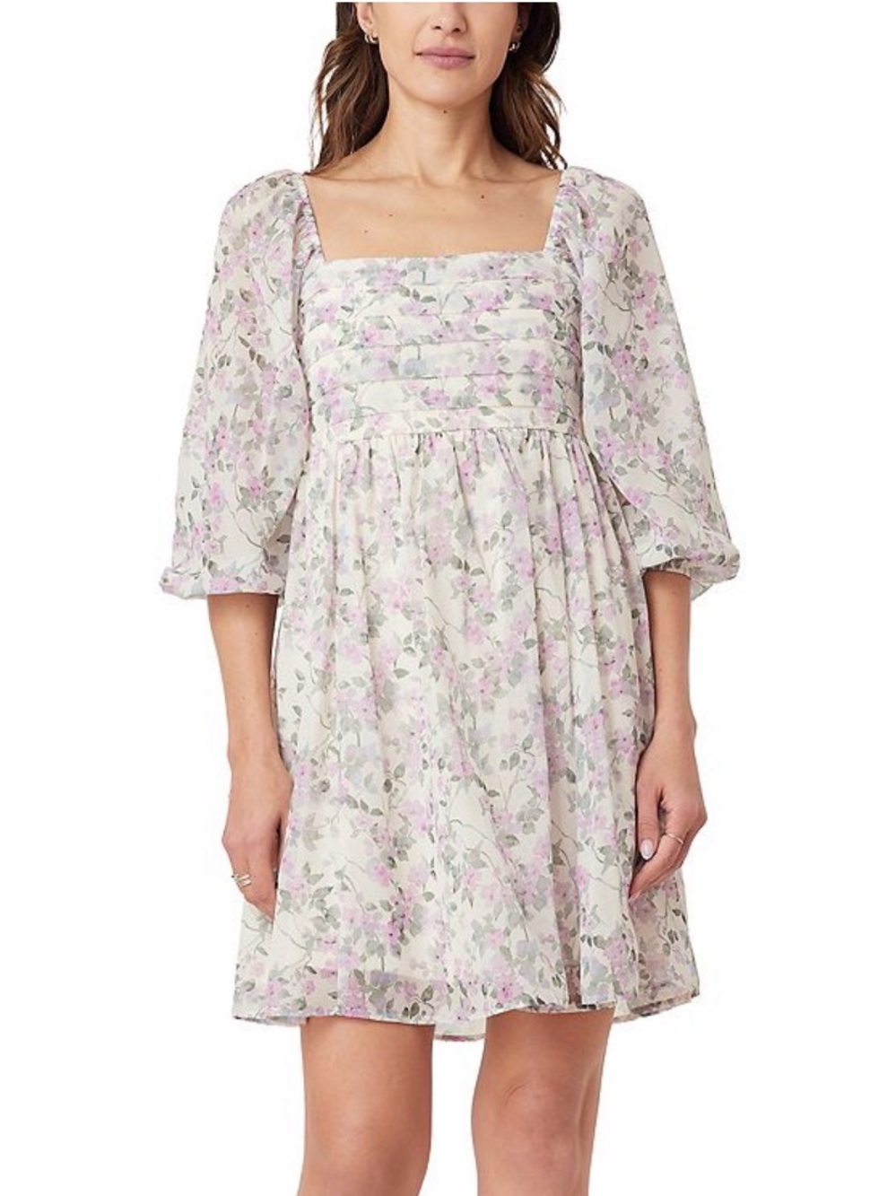 NEW…Wallflower Floral Square-Neck Mini Dress